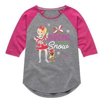 Girls' JoJo Siwa Dancing Through The Snow  - Athletic Heather/Fuchsia - Large