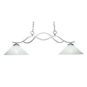 Toltec Lighting Revo 2 - Light Island Pendant Light in  Aged Silver with 12" Gold Ice Shade - 1 of 1