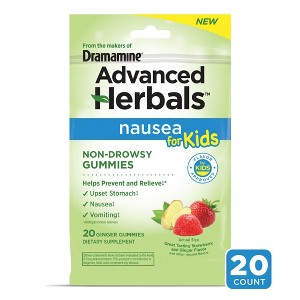 Dramamine Advanced Herbals Kids' Nausea Relief Gummies - Strawberry & Ginger - 20ct - 1 of 4