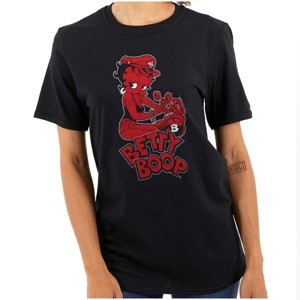 Betty Boop Red Hot Biker Cartoon Womens Graphic T Shirt Tees Brisco Brands - 1 of 4