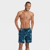 Men's 7" Line Leaf Swim Trunk with Liner - Goodfellow & Co™ Blue - image 3 of 4