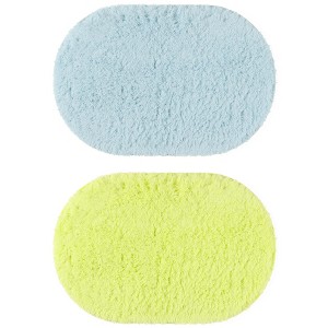 Unique Bargains 2 Pcs Absorbent Soft Thick Shag Bath Mats for Shower Bathtub Spa Floors - 1 of 4