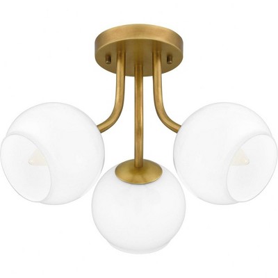 Matte Black and Clear Globe 3-Light Modern Semi-Flush Mount