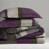 2 Piece Luxe Microsuede, Pieced Design Color Block Stripes Bedding Comforter Sets, Winter Soft Brushed Microfiber Reverse, Matching Sham - 3 of 4