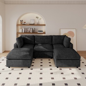 100 Inch U Shaped Modern Sofa Modular Sectional Cloud Couch with 2 Ottoman, 4-Seat Chenille Deep Seat Couches for Living Room - 1 of 4