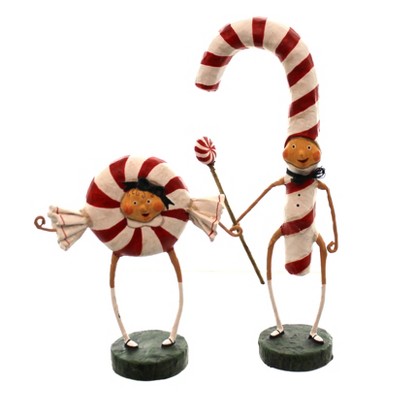 Lori Mitchell 8.75 In Patsy & Peppie Mint Peppermint Candy Christmas Figurines