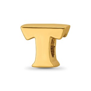Black Bow Jewelry Letter T Bead Charm in 14k Yellow Gold Plated Sterling Silver - 1 of 4