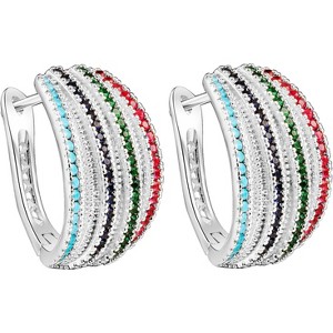 14K Gold Plated Chunky Dangle Hoop Earrings for Women | Medium Thick Huggie Statement Jewelry - 1 of 4