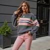 Anna-Kaci Women's Long Sleeve Striped Knit Sweater with Crew Neck and Relaxed Fit - 3 of 4
