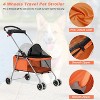 FDW 4 Wheels Pet Stroller Cat Dog Stroller Portable Folding Travel Carrier Strolling Cart Waterproof With Storage Basket Mesh Windows - 3 of 4
