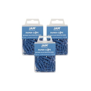 JAM Paper Colored Standard Paper Clips Small 1 Inch Baby Blue Paperclips 221819033B - 1 of 2