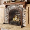 Famapy Black Iron Fireplace Screen with Tool Set Fireplace Guard Foldable with Double Doors Safety/Style/Function for Indoor/Outdoor Fire Pits - 2 of 4