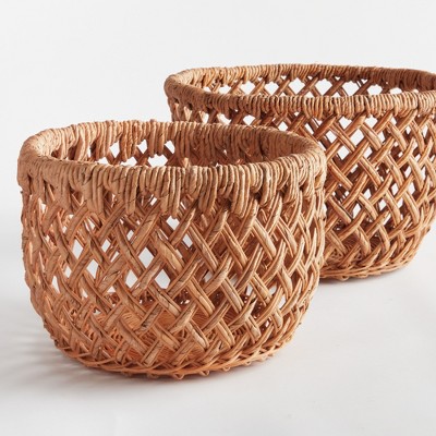 Natural Seagrass Oval Storage Baskets Set of 2