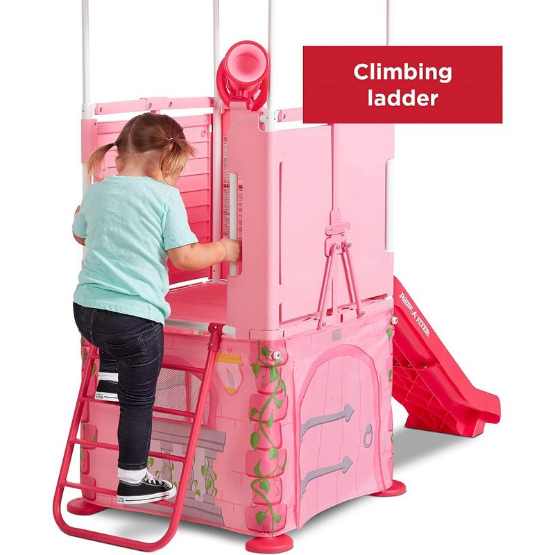 Radio Flyer Play & Fold Away Princess Castle, Portable Indoor/Outdoor Climbing Slide Fort Playhouse Playset Toy for Toddlers, Pink, 5 of 8