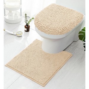 Home Mart Goods 2 Piece Set Birch Soft Cozy Plush Chenille Bath Mat Bathroom Rug & Toilet Seat Cover - 1 of 3