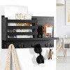 LunaLulinlk Key Holder for Wall Decorative with 5 Key Hooks ,Wooden Mail Rack Organizer with Shelf Black - 4 of 4