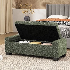 PAGED 50" Ottoman Bench in Textured Fabric, Rectangular Upholstered Storage Ottoman with Hinged Lid for Seating, Flip-Lid Ottoman with Storage - 1 of 4