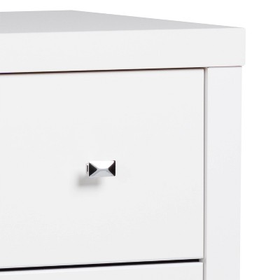Eleganza White 5-Drawer Glam Chest with Diamond Cut Chrome Knobs
