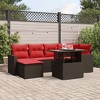 vidaXL Patio Sofa Set with Cushions and Table Outdoor 7 Piece Poly Rattan - Brown without storage - 2 of 4
