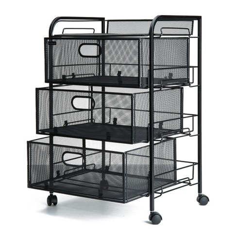 Mind Reader Metal Rolling File Cart With 3-tier Drawer Organizer : Target