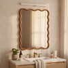 Wooakway 30"W*40"H Wavy Rectangle Mirror Natural Wood/White/Yellow Brown Frame Modern Decorative Wall Mirror for Living Room Bedroom Bathroom Entryway - 3 of 4