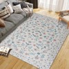 Washable Floral Area Rug, Non-Slip Low Pile Carpet for Living Room, Bedroom & Office Rug with Floral Pattern - 3 of 4