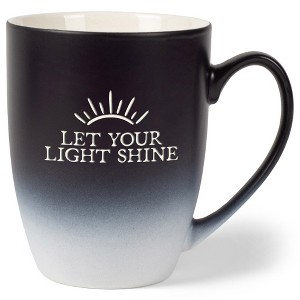 Elanze Designs Let Your Light Shine Two Toned Ombre Matte Black and White 12 ounce Ceramic Stoneware Coffee Cup Mug - 1 of 4