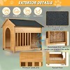 SEVOBAL 60.2" Large Outdoor Dog House Dog Crate Pet Crate Dog Kennel Pet House Porch Asphalt Roof Elevated Floor Side Window, Brown, 60.2"*44"*40" - 3 of 4