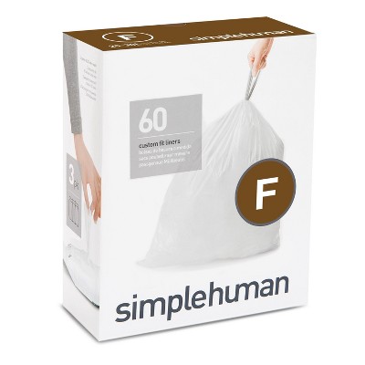 simplehuman 25L 60ct Code F Custom Fit Trash Bags Liner White