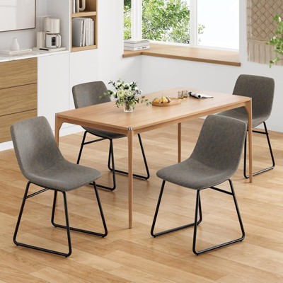 FONTOI Dining Chairs Set of 4, Practical Kitchen Chairs with Upholstered Seat for Kitchen Living Room Apartment Office, Gray, 20.5"*33.9"*22"