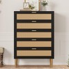 homfan Rattan 5 Drawer Dresser, 44''Tall Narrow Chest of Drawer, Farmhouse Wooden Vertical Dresser with Metal Legs, Modern Cabinet for Bedroom - 2 of 4