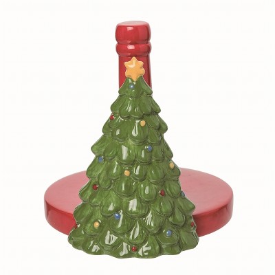 Transpac Ceramic Red Christmas Tree Paper Towel Holder