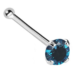 Jewelry Avalanche 22G 14K Gold Ball-end Nose Stud with Blue Diamond - 1 of 3