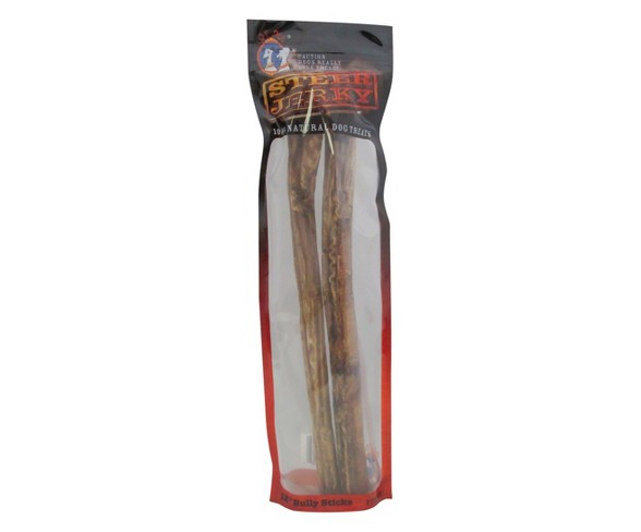 QT Dog Steer Jerky 12&#34; Natural Premium Water Buffalo Bully Stick  Dog Treat -2pk