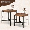 Resenkos Coffee Table, Center Table, Tea Table,21.5 Inch Round Coffee Table Set of 2 with Heavy-Duty Metal Frame-Rustic Brown - 3 of 4