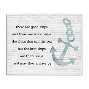 Stupell Industries Inspirational Friendship Quote Boat Ship Anchor Silhouette, 14" x 11" - 1 of 4