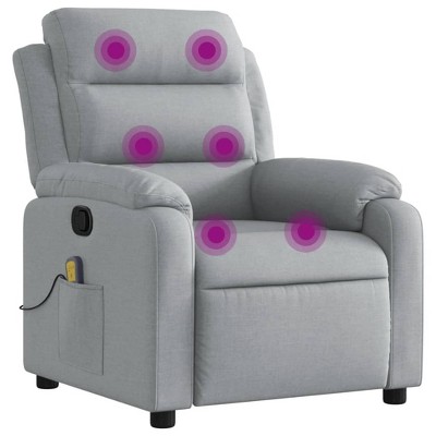 vidaXL Light Gray Massage Recliner Chair - Fabric Armchair with Manual Recline, Vibration Massage, Side Pocket