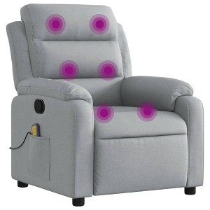 vidaXL Light Gray Massage Recliner Chair - Fabric Armchair with Manual Recline, Vibration Massage, Side Pocket - 1 of 4