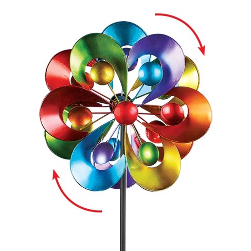 Collections Etc Colorful Double Spinner Yard Stake Multi - image 1 of 3