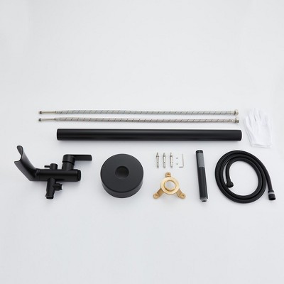 Matte Black Stainless Steel Freestanding Tub Faucet with Hand Shower