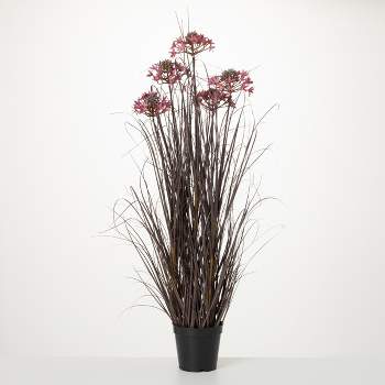 33"H Sullivans Tall Potted Rustic Grass, Red