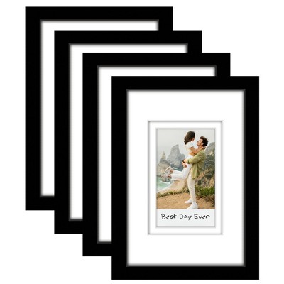 Americanflat Mini Instant Photo Frame with Double White Mat - Display 2.1x3.4 Photos - Black - Multi Pack