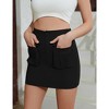 Womens High Wasit Cargo Skirts Bodycon Mini Skirts with Pockets Solid Stretchy Skirts with Plain Hem - 2 of 4