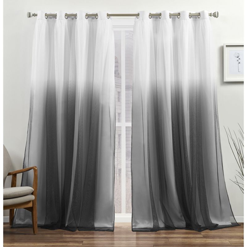 Exclusive Home Crescendo Lined Room Darkening Blackout Grommet Top Curtain Panel Pair, 1 of 5