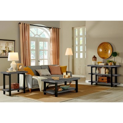 Slate Gray Metal and Reclaimed Wood 2-Tier End Table