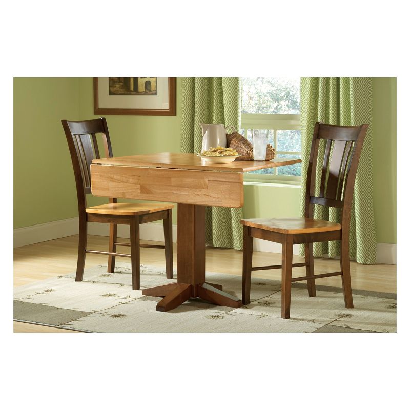 Set of 3 36&#34; Square Dual  Dining Table with 2 San Remo Chairs Cinnamon/Brown - International Concepts, 1 of 9