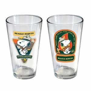 Adult Peanuts Beagle Scouts Badges 16 oz Pint Glass 2-Pack - 1 of 3