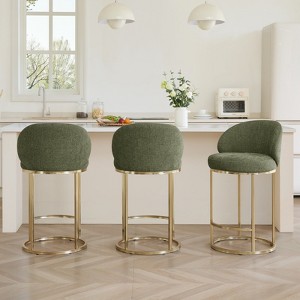 Spruce&Spring Upholstered Swivel Counter Bar Stool with Metal Frame and Arched Back - 1 of 4