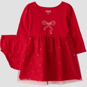 Carter's Just One You® Baby Girls' Christmas Shimmer Bow Tutu Dress - Red - 1 of 4
