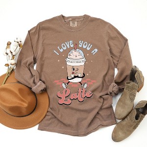 Simply Sage Market Women's I Love You A Latte Long Sleeve Garment Dyed Tee - 1 of 4